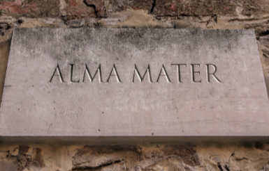 Stone with 'Alma Mater' inscribed