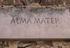 Stone with 'Alma Mater' inscribed